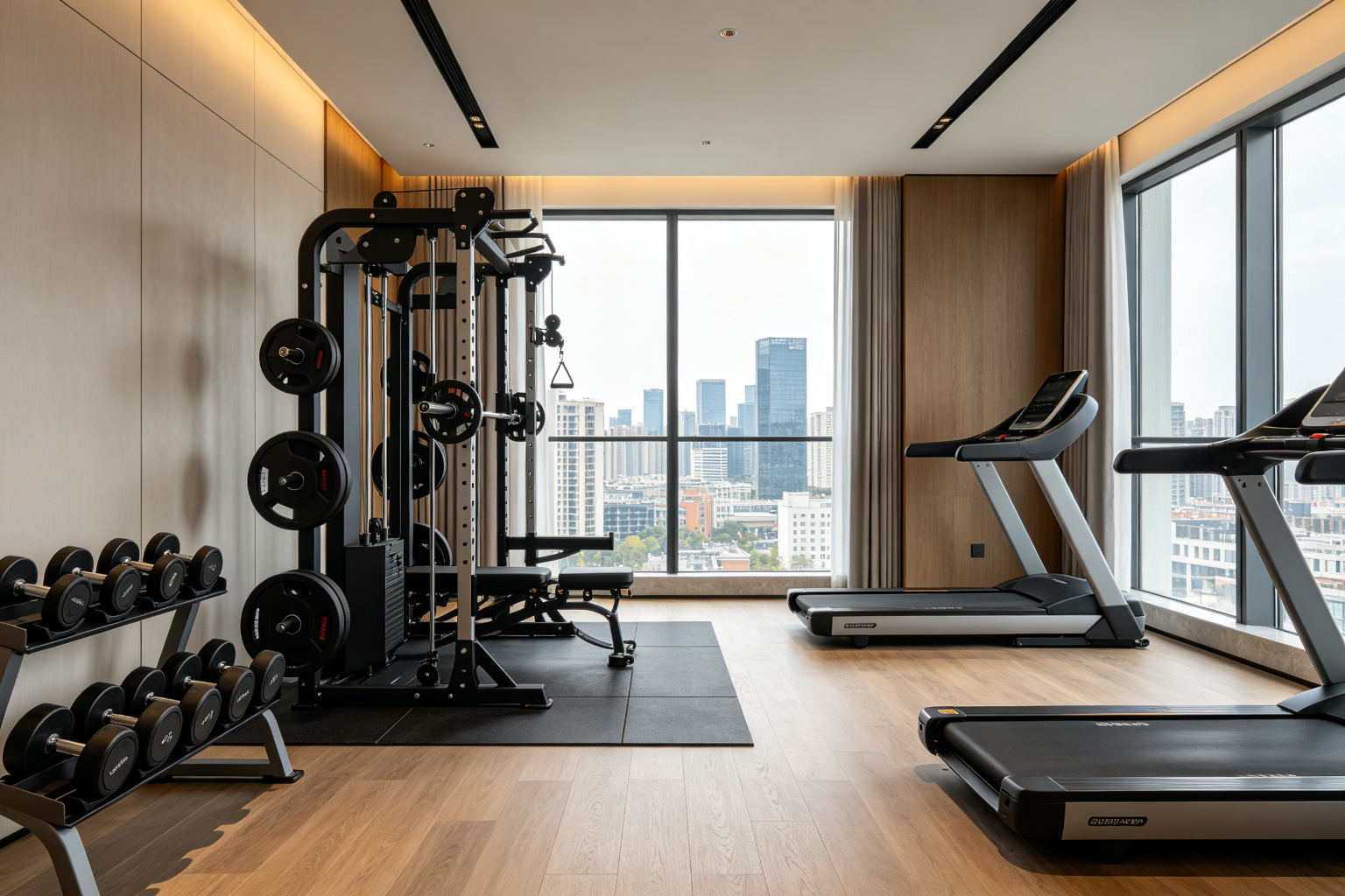 Apartment fitness room equipment