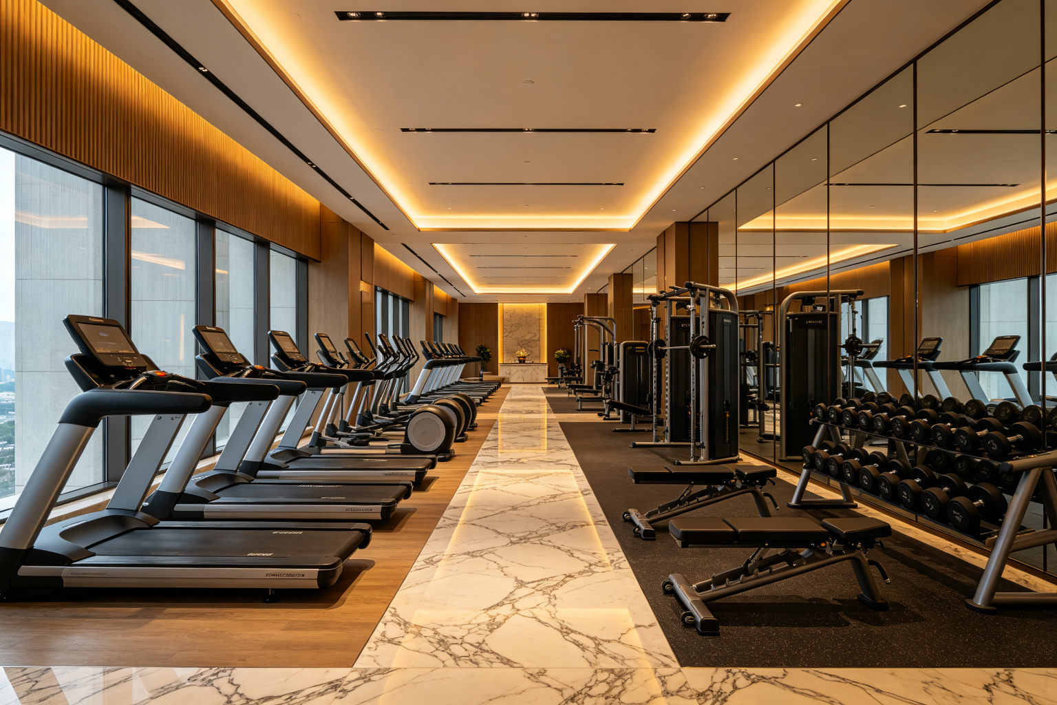 Hotel fitness center equipment