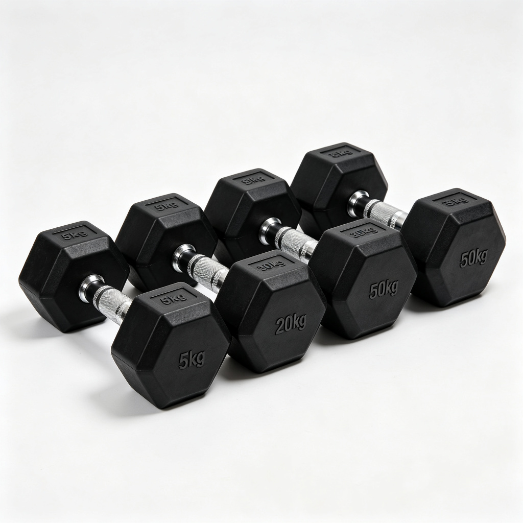 Custom Professional Manufacture Cheap Solid Cast Iron Dumbbell Weights Rubber Hex Dumbbell Sets 5