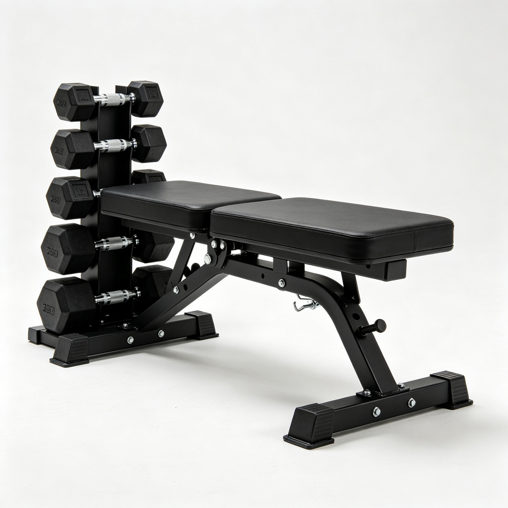 Flat Bench With Dumbbell Holder