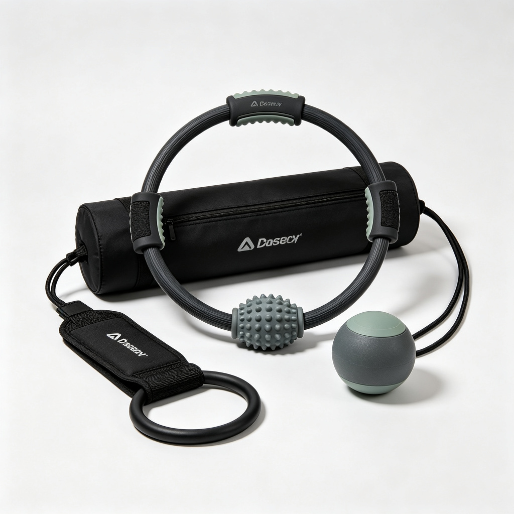 Portable Pilates Kit Full Body Training Equipment with Pilates Ring Massage Ball Stretch Bands fo