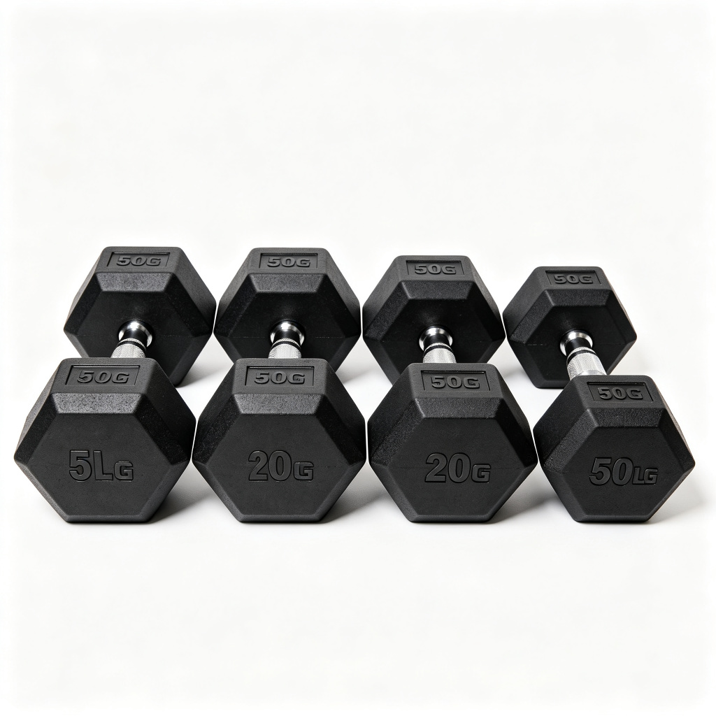 Rubber Hex Dumbbell Set (5-50 lbs)