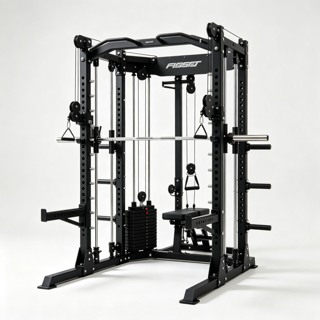 Smith Machine with Integrated Cable Crossover